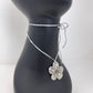 Silver Flower Pendant Necklace - Grey