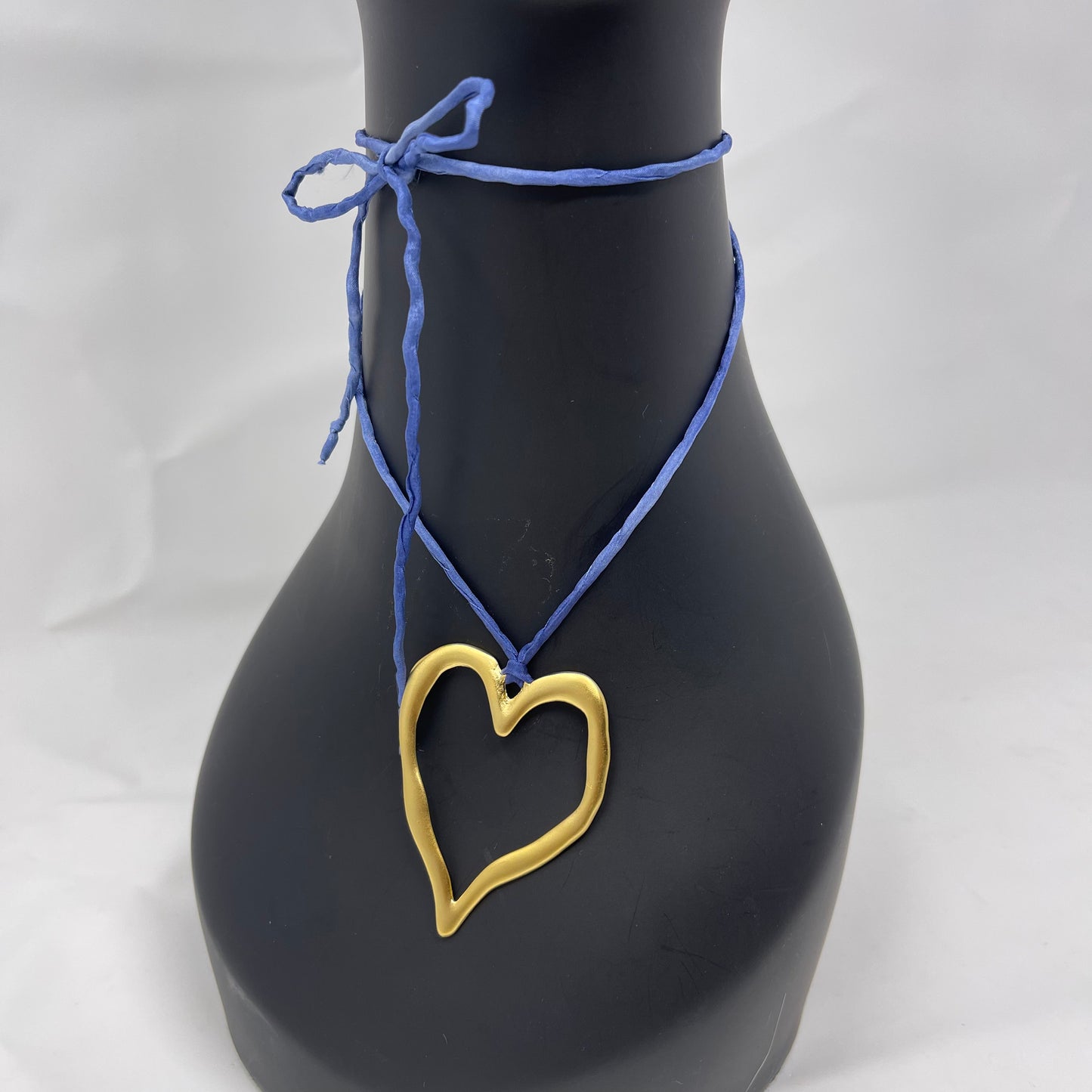 Gold Heart Pendant Necklace - Blue