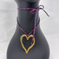 Gold Heart Pendant Necklace - Tie-dye Purple