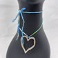 Silver Heart Pendant Necklace - Tie-dye Blue