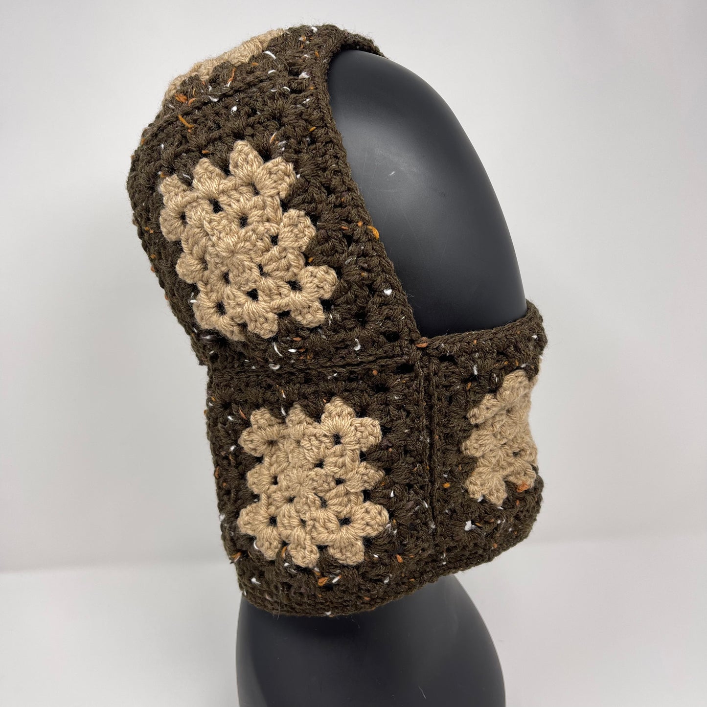 Crochet Balaclava - Mixed Brown and Beige