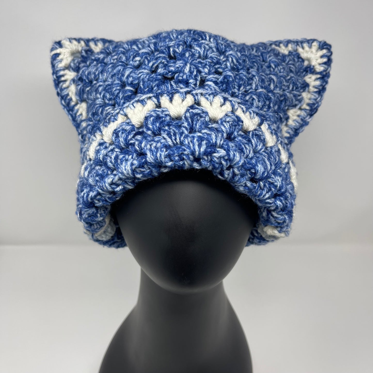 Crochet Cat Hat - Denim Feels