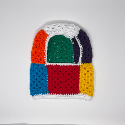 Crochet Balaclava - Rainbow with White border 3