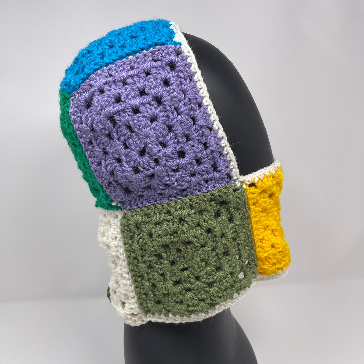 Crochet Balaclava - Rainbow with White border 1