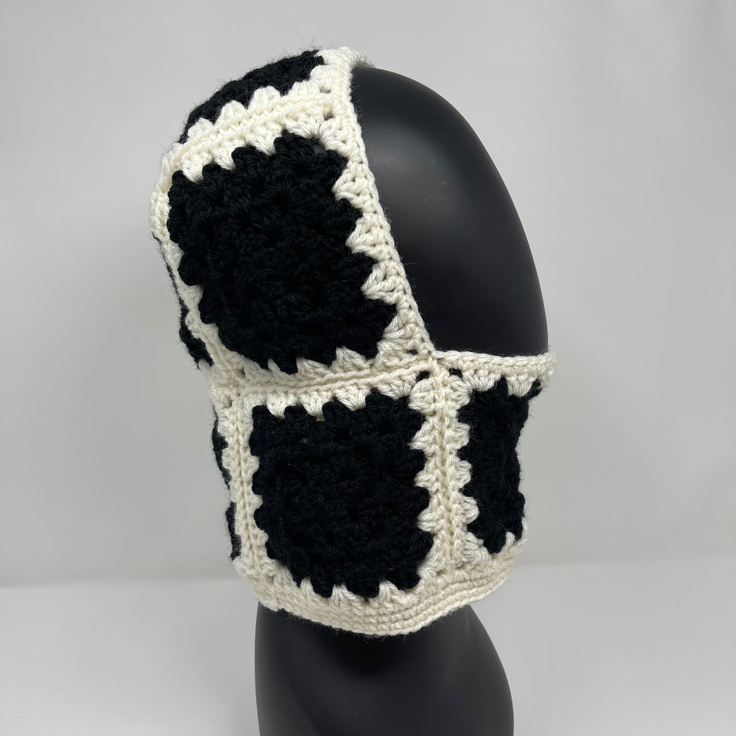 Crochet Balaclava - Black & Ivory