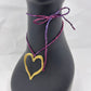 Gold Heart Pendant Necklace - Tie-dye Purple
