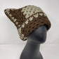 Crochet Cat Hat - Dark Brown & Taupe