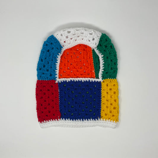 Crochet Balaclava - Rainbow with White border 2