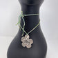 Silver Flower Pendant Necklace - Tie-dye Green