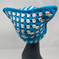 Crochet Cat Hat - Bright Blue & Light Grey