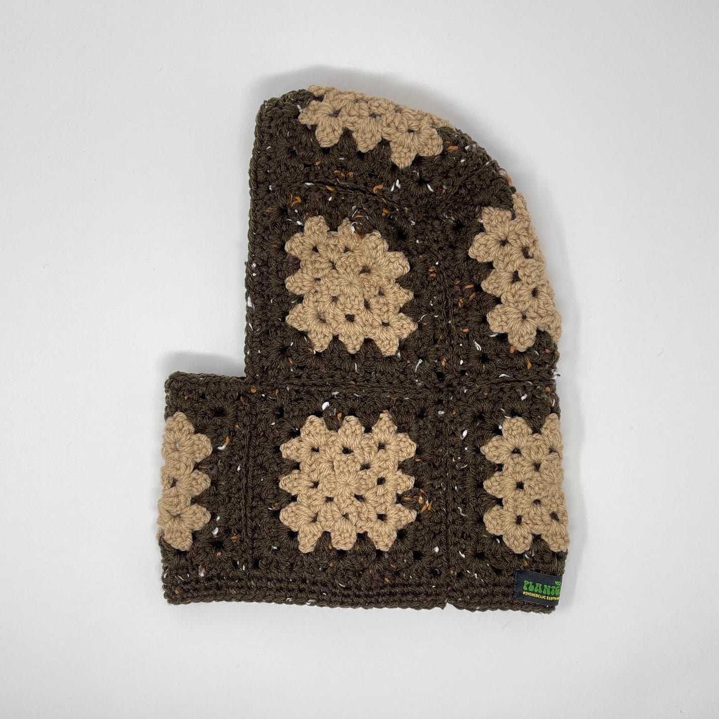 Crochet Balaclava - Mixed Brown and Beige