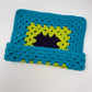 Crochet Cat Hat - Bright Blue, Dark Purple, Lime