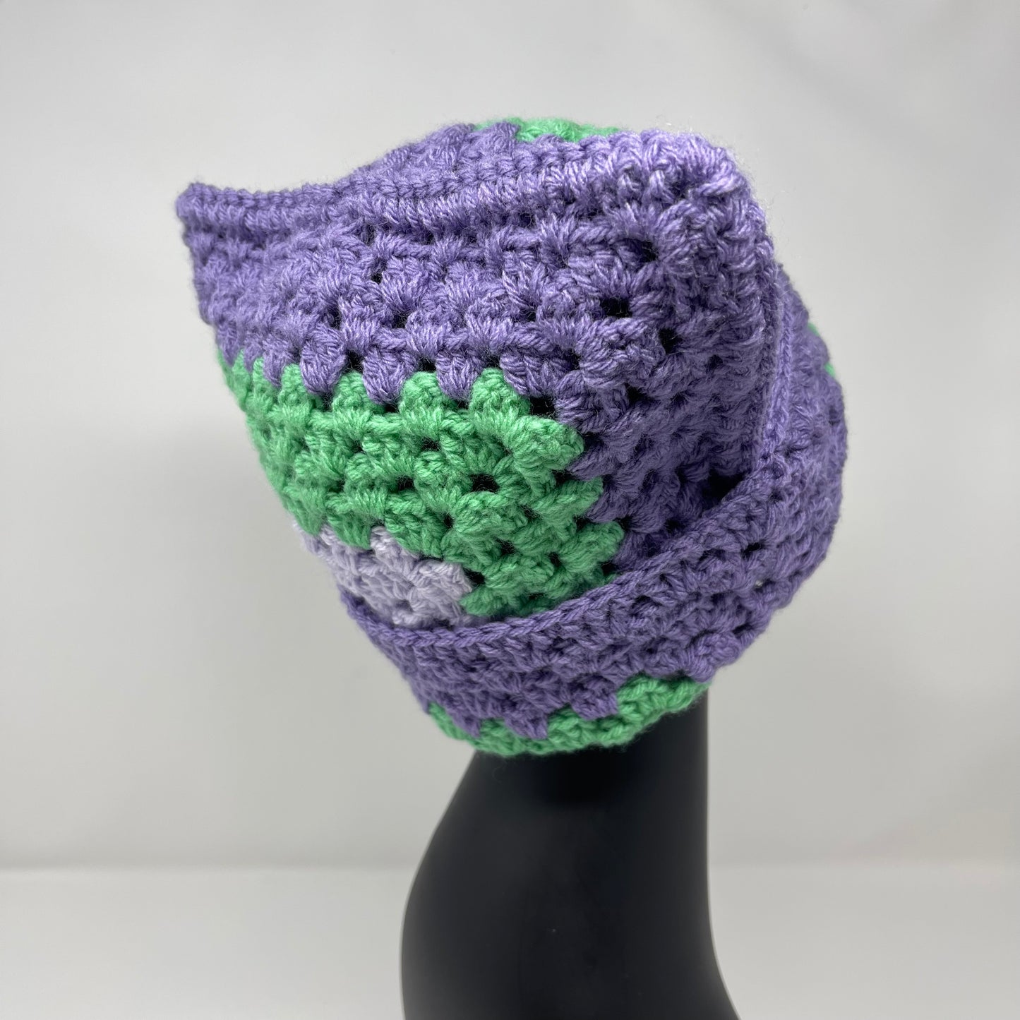 Crochet Cat Hat - Purple, Mint, & Light Purple