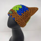 Crochet Cat Hat - Brown, Green, & Blue