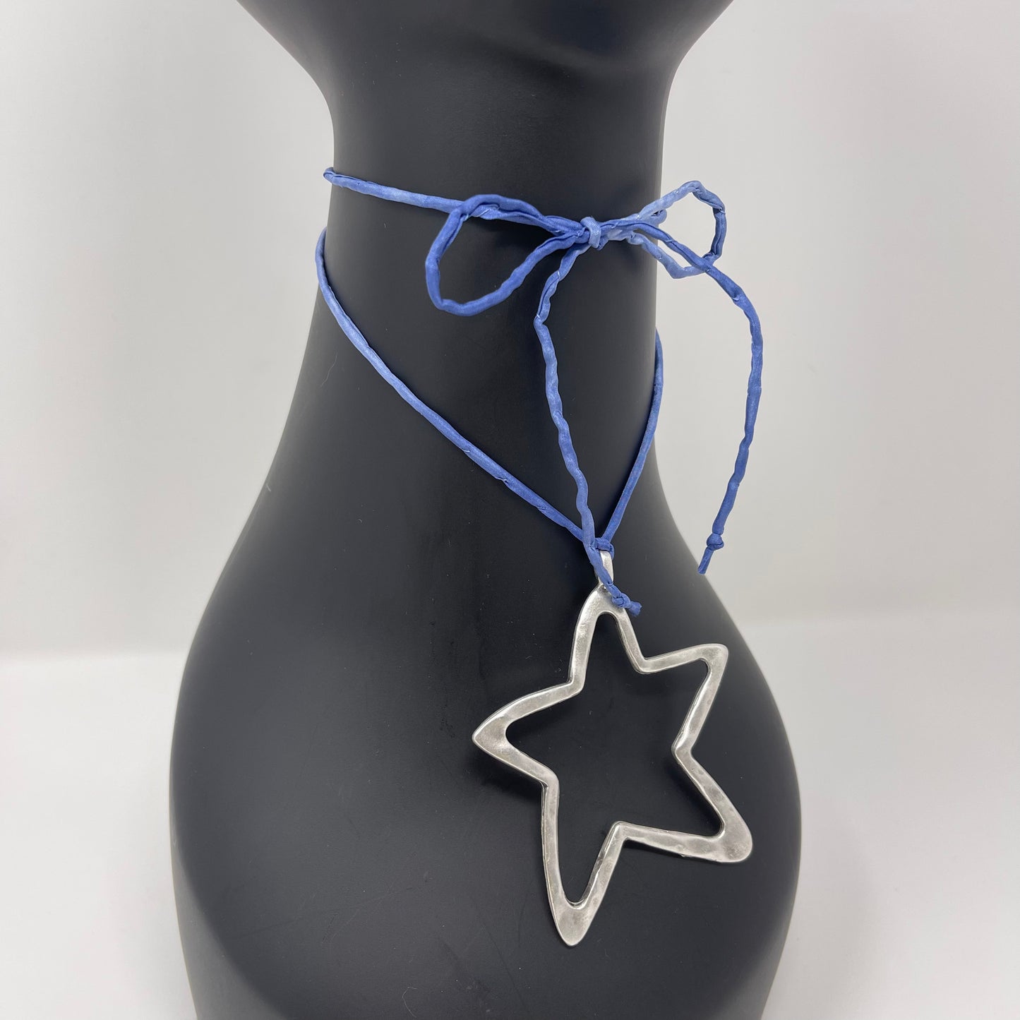 Silver Star Pendant Necklace - Blue