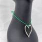 Silver Heart Pendant Necklace - Emerald Green