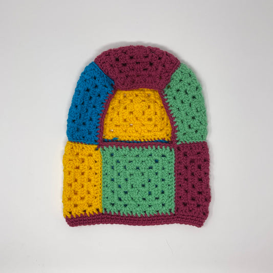 Crochet Balaclava - Multi with Magenta border