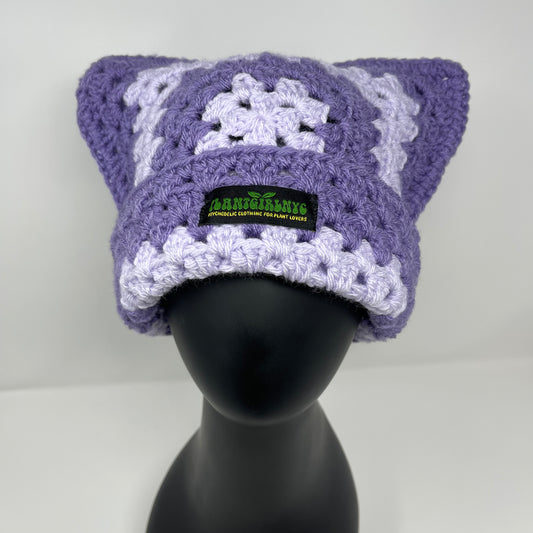 Crochet Cat Hat - Light Purple Lavender