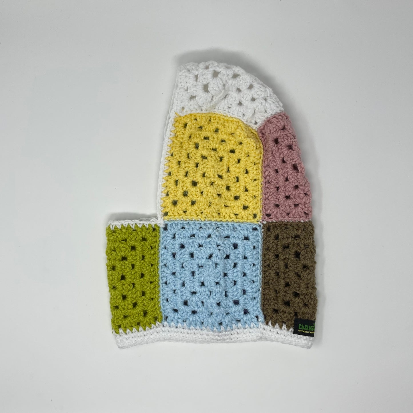 Crochet Balaclava - Pastel Rainbow with White border